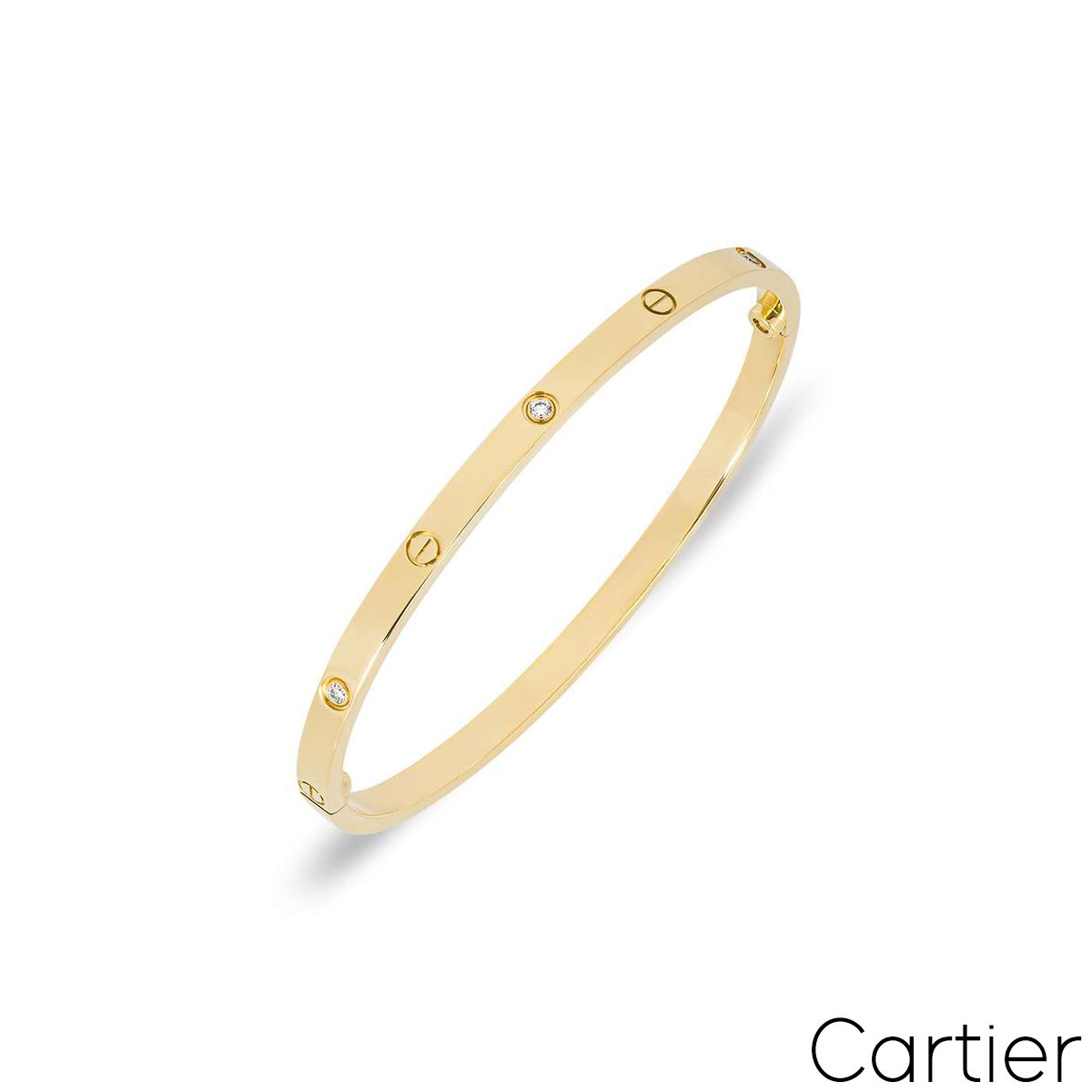 Cartier Yellow Gold Half Diamond SM Love Bracelet Size 15 B6047215